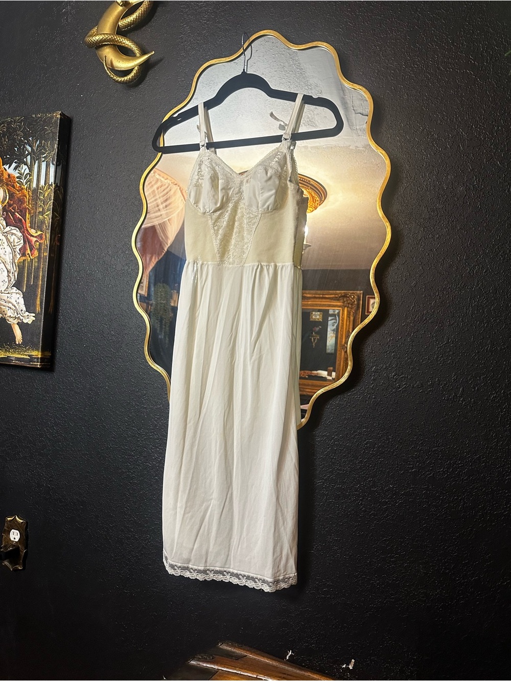 Women's Ivory Lace Bodice Slip Dress - Classic Lightweight Nightwear